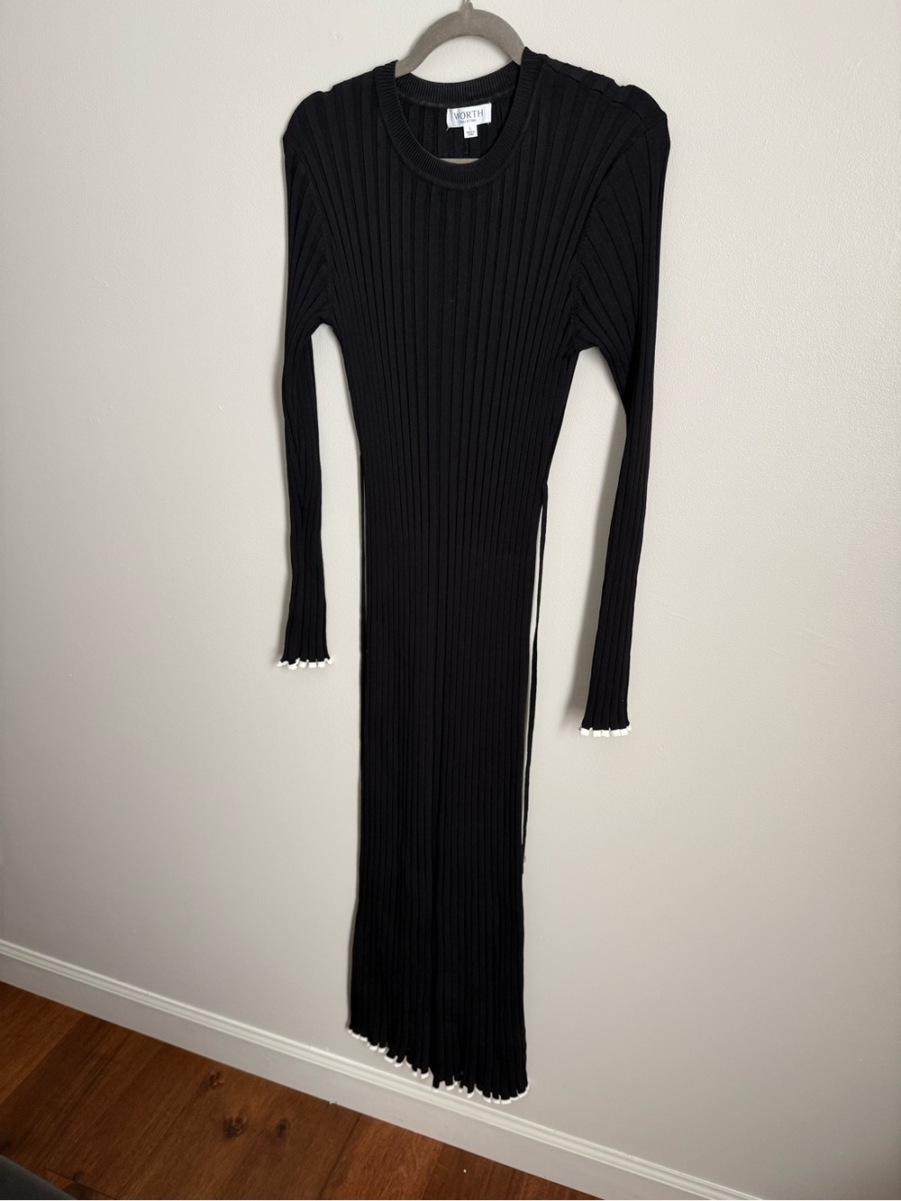 Worth Collective Black Ribbed Crewneck Maxi Dress